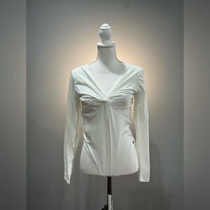 White Abercrombie & Fitch Knotted Bust Bodysuit Size XL NWT